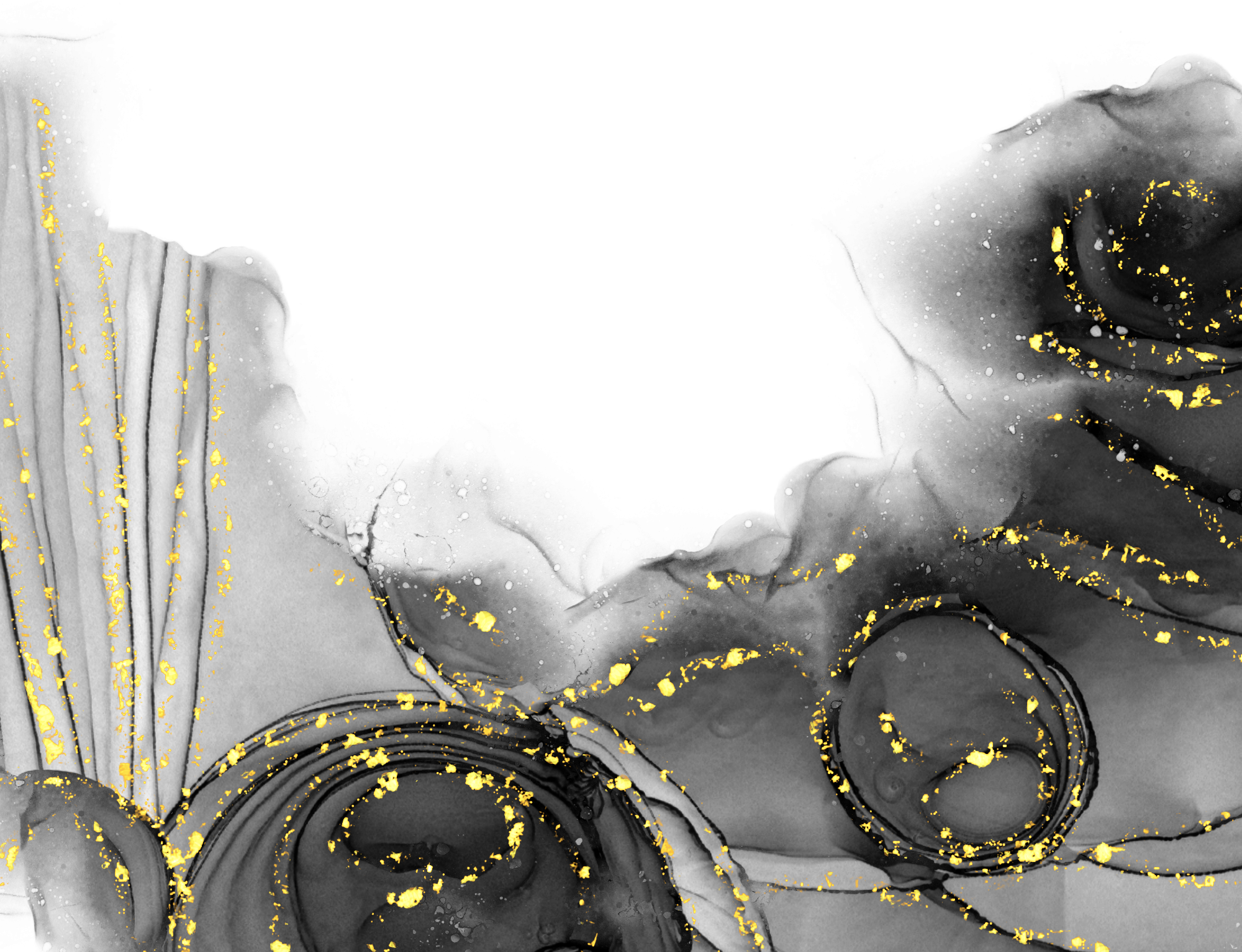 Black gold ink watercolor splash