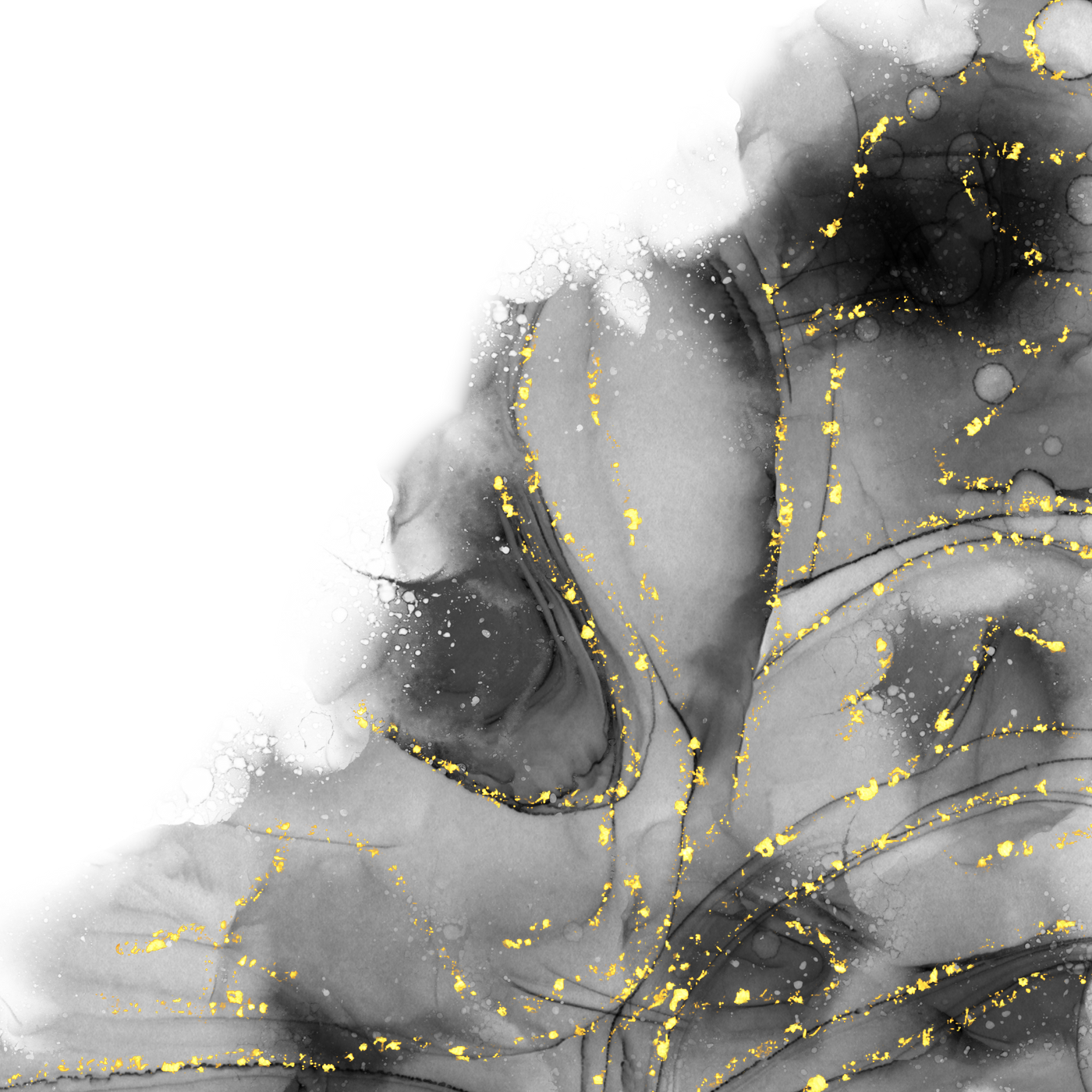 Black gold ink watercolor splash