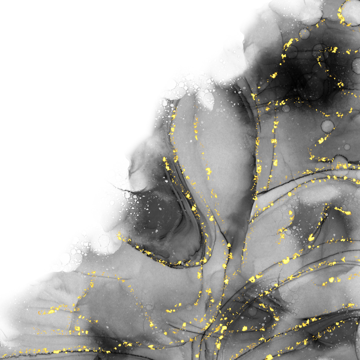 Black gold ink watercolor splash